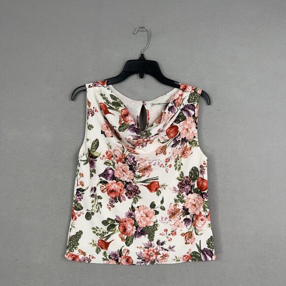 Abercrombie Fitch Tank Top Womens Small Floral Cowl Blouse Feminine Romantic - Picture 1 of 14